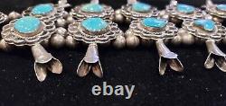 Vintage Navajo Turquoise & Sterling Silver Squash Blossom Necklace