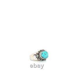 Vintage Navajo Turquoise Sterling Silver Womens Ring, Size 6.75