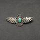 Vintage Navajo Turquoise Thunderbird Hand Stamped Sterling Silver Brooch Pin