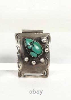 Vintage Navajo Turquoise Watch Tips Sterling Silver 925 Hand Crafted Pre-Owned