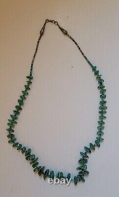 Vintage Navajo Turquoise and Heishi Necklace, 24 Long