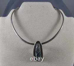 Vintage Navajo Turquoise and Silver Chocker Necklace Signed LNM Sterling