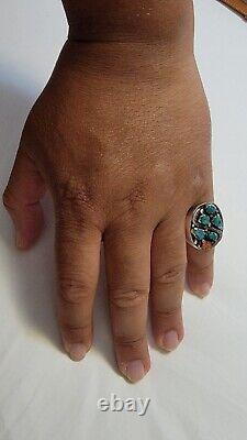 Vintage Navajo W Poss Wayne Etsitty Sterling Silver Turquoise & Red Coral Men's