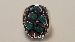 Vintage Navajo W Poss Wayne Etsitty Sterling Silver Turquoise & Red Coral Men's