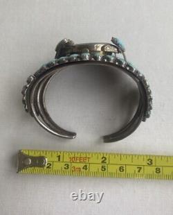 Vintage Navajo William Douglas Turquoise Sterling Watch Cuff Bracelet Signed