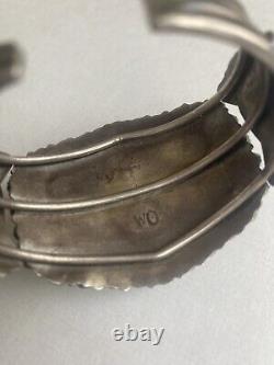 Vintage Navajo William Douglas Turquoise Sterling Watch Cuff Bracelet Signed