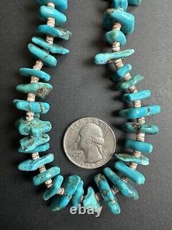 Vintage Navajo Wrapped Turquoise Nugget Heishi Bead Necklace 30 56g #297