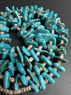 Vintage Navajo Wrapped Turquoise Nugget Heishi Bead Necklace 30 56g #297