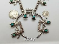 Vintage Navajo Yeibichai sterling turquoise squash blossom Yei Yei be chai Rare