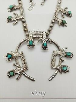 Vintage Navajo Yeibichai sterling turquoise squash blossom Yei Yei be chai Rare