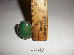 Vintage Navajo old pawn sterling silver turquoise ring size 7.5 Fred Harvey era