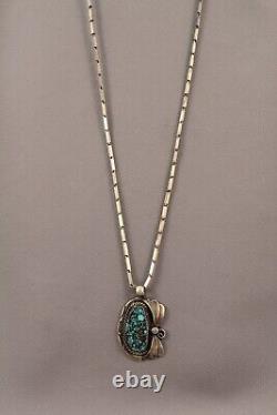 Vintage Navajo or Santo Domingo Great Turquoise Pendant. Signed