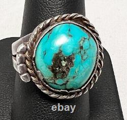 Vintage Navajo round turquoise ring size 10.5