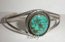 Vintage Navajo sterling silver cuff bracelet turquoise Pat Platero signed PP