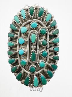 Vintage Navajo turquoise and sterling silver cluster ring size 8