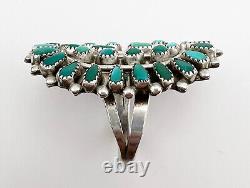 Vintage Navajo turquoise and sterling silver cluster ring size 8