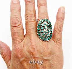 Vintage Navajo turquoise and sterling silver cluster ring size 8