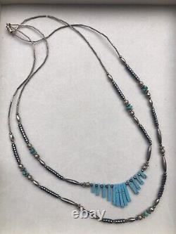 Vintage Navajo two strand turquoise and hematite neckalce