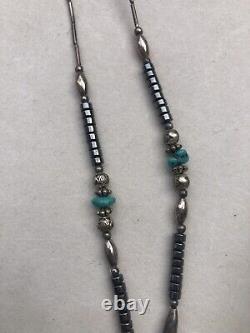 Vintage Navajo two strand turquoise and hematite neckalce