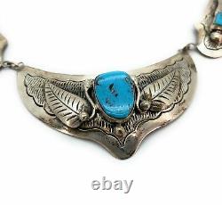 Vintage Old Pawn 3-Section Sterling Silver & Turquoise Necklace