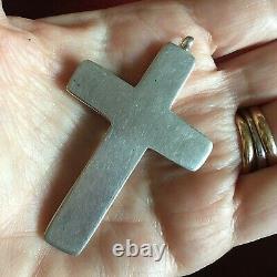 Vintage Old Pawn American Turquoise Cross Pendant Silver Navajo 65 mm 22g