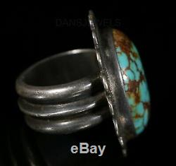 Vintage Old Pawn Hallmarked Fred Harvey Era Spiderweb Turquoise & Sterling Ring