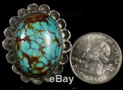 Vintage Old Pawn Hallmarked Fred Harvey Era Spiderweb Turquoise & Sterling Ring