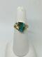 Vintage Old Pawn NAVAJO 14K Yellow Gold Turquoise Ring Size 6
