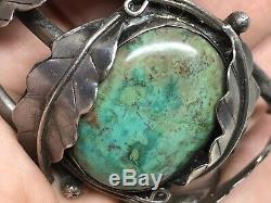 Vintage Old Pawn NAVAJO Sterling Silver TURQUOISE 6.75 Cuff Bracelet (40.1g)