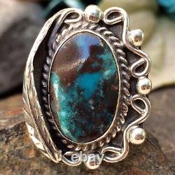 Vintage Old Pawn Native American Navajo Bisbee Turquoise Sterling Ring Sz 6 Wow