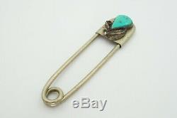 Vintage Old Pawn Native American Navajo Turquoise Safety Pin