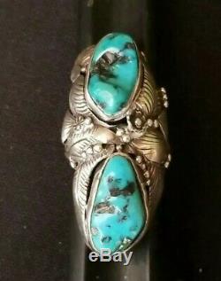 Vintage Old Pawn Native American Sterling and Turquoise Ring Tom Willete