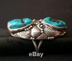 Vintage Old Pawn Native American Sterling and Turquoise Ring Tom Willete