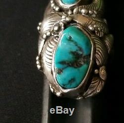 Vintage Old Pawn Native American Sterling and Turquoise Ring Tom Willete