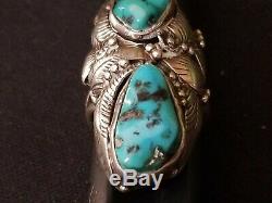 Vintage Old Pawn Native American Sterling and Turquoise Ring Tom Willete