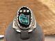 Vintage Old Pawn Navajo Sterling Silver Turquoise Bear Paw Ring Size 11-29.25