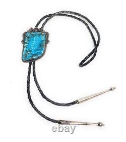 Vintage Old Pawn Navajo Sterling Silver & Turquoise Bolo Tie