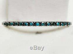 Vintage Old Pawn Navajo Sterling Silver Turquoise Petit Point Cuff Bracelet