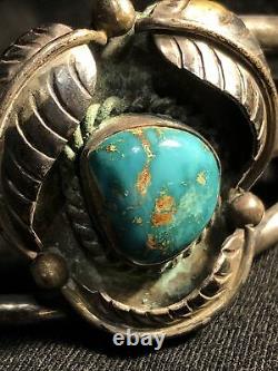 Vintage Old Pawn Sterling Silver NAVAJO ROYSTON TURQUOISE Cuff Bracelet 44g