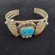 Vintage Original Handmade Navajo Turquoise Silver Cuff Bracelet 41g