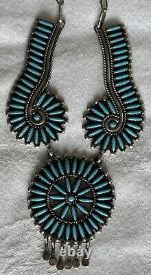 Vintage Original JOE CORBET Needlepoint Turquoise & Sterling Necklace NAVAJO