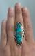 Vintage Pawn Navajo BEN YAZZIE Signed LONG Turquoise Sterling Silver Ring! Sz 7