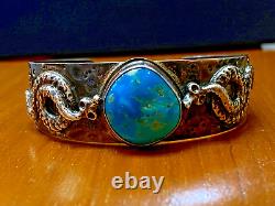 Vintage Pawn Navajo Sterling Silver Blue Turquoise Large Wide Cuff Bracelet 42g