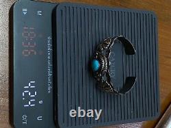 Vintage Pawn Navajo Sterling Silver Blue Turquoise Large Wide Cuff Bracelet 42g