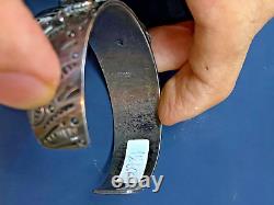 Vintage Pawn Navajo Sterling Silver Blue Turquoise Large Wide Cuff Bracelet 42g