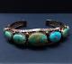 Vintage Pawn Navajo Sterling Silver Blue Turquoise Large Wide Cuff Bracelet 5IN