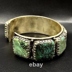 Vintage Pawn Navajo Sterling Silver Blue Turquoise Large Wide Cuff Bracelet 6IN