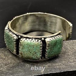 Vintage Pawn Navajo Sterling Silver Blue Turquoise Large Wide Cuff Bracelet 6IN