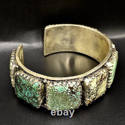 Vintage Pawn Navajo Sterling Silver Blue Turquoise Large Wide Cuff Bracelet 6IN