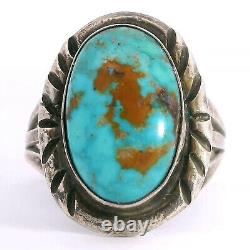 Vintage Reeves Southwestern Navajo Sterling Silver Turquoise Ring, Size 8